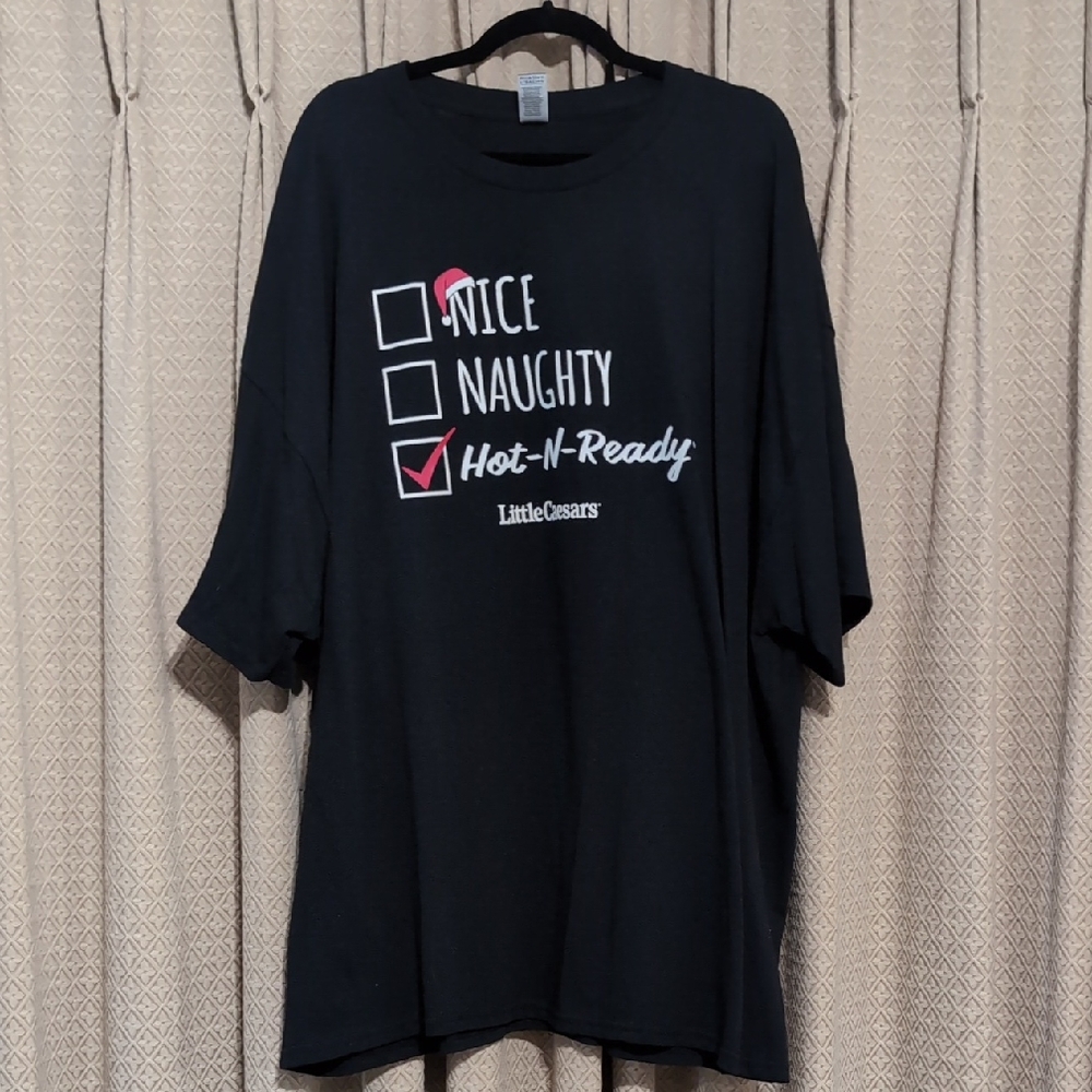 Men's Size 4X Little Caesars " Nice, Naughty, Hot - N-Ready" Graphic T-Shirt